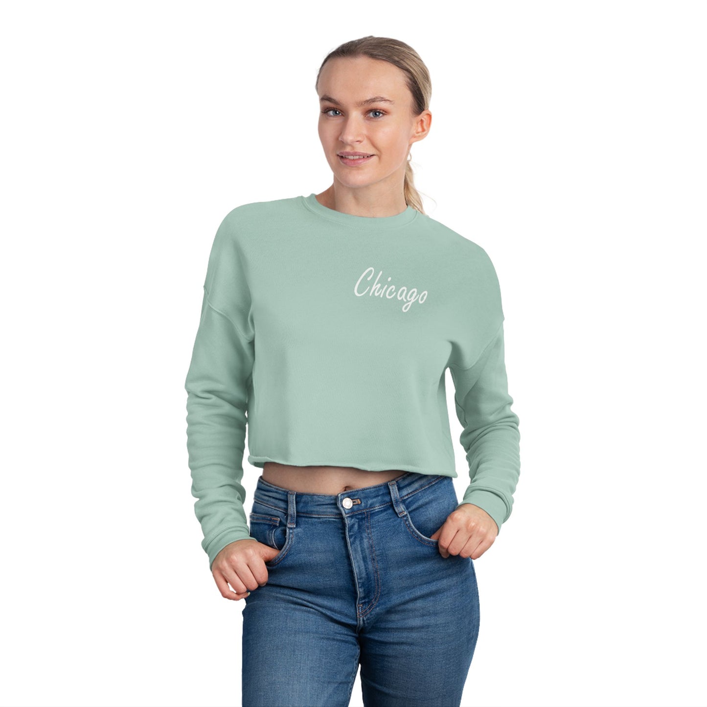 Elegant Chicago Skyline Women's Cropped Sweatshirt