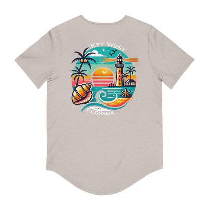 Vibrant Key West Men's Jersey Curved Hem Tee