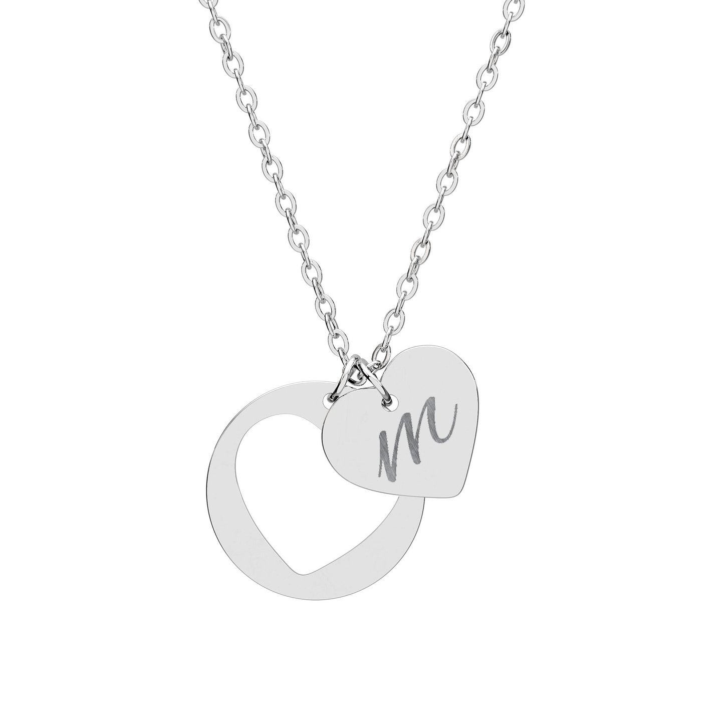 Sweetheart Initial 'm' — Engraved Heart Cutout Necklace