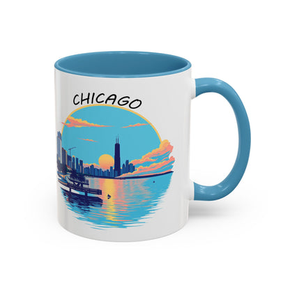 Retro Chicago Sunset Accent Coffee Mug