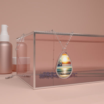 Memorial Silver Teardrop Pendant Necklace