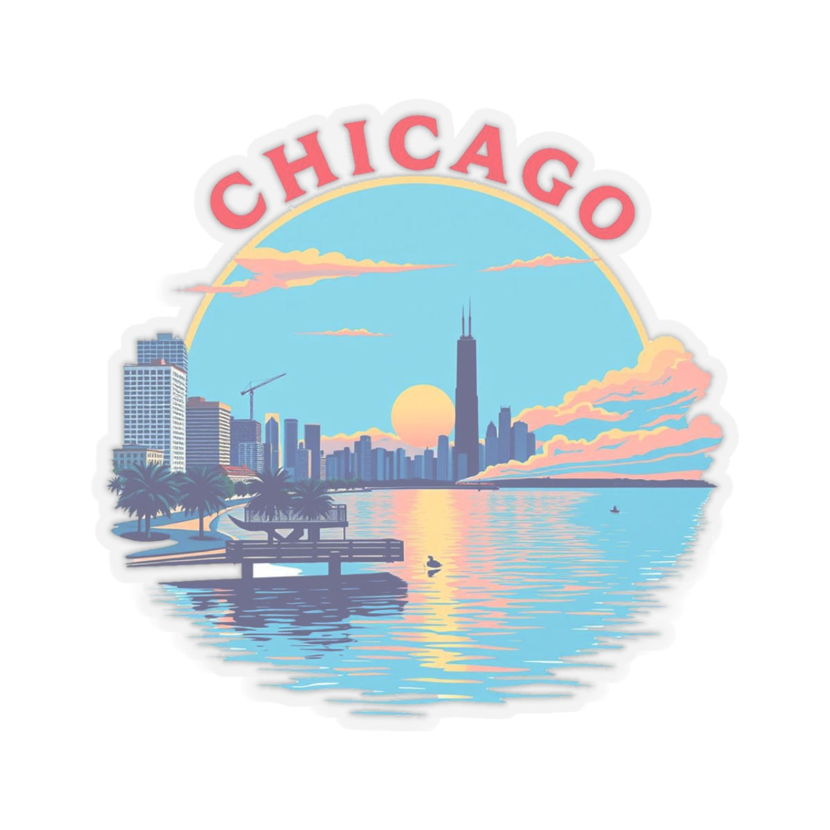 Retro Chicago Kiss-Cut Sticker