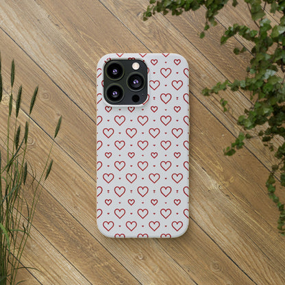 Red Hearts Print MagSafe Biodegradable Phone Case