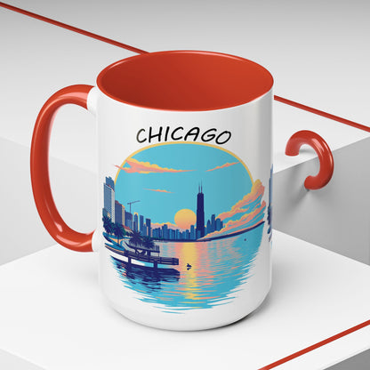 Retro Chicago Sunset Accent Coffee Mug
