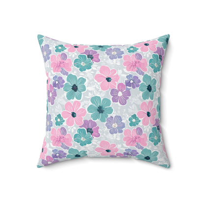 Pastel Floral Print Throw Pillow