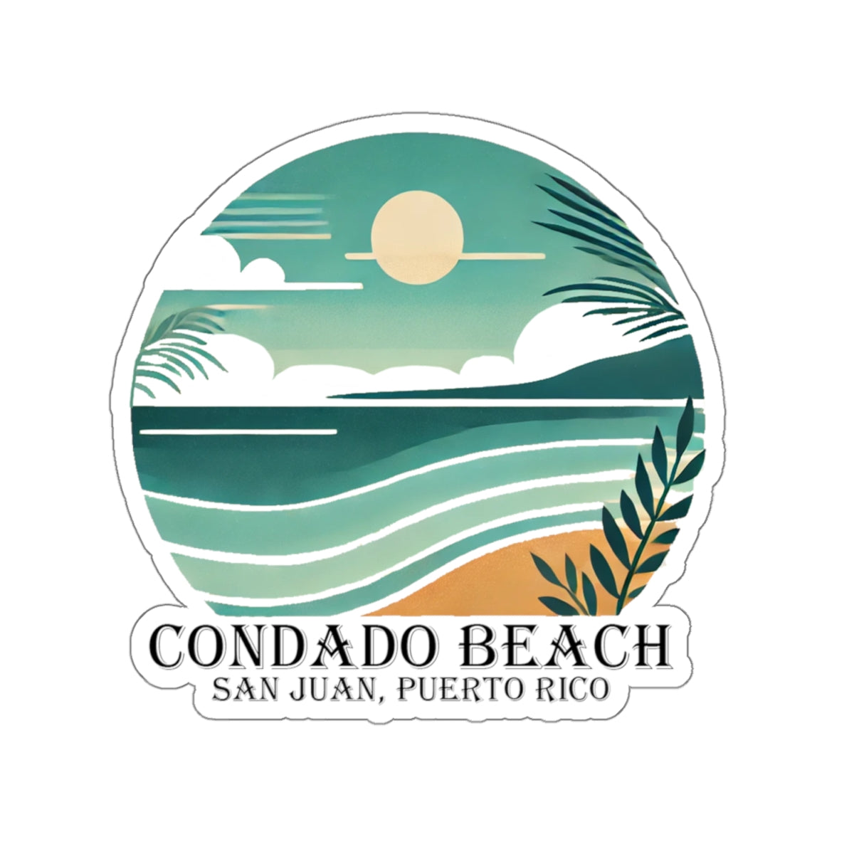 Coastal Vibes Condado Beach Kiss-Cut Sticker