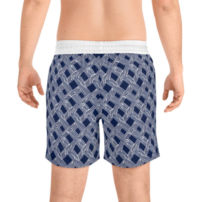 Nautical Woven Design Men's Mid-Length Swim Shorts