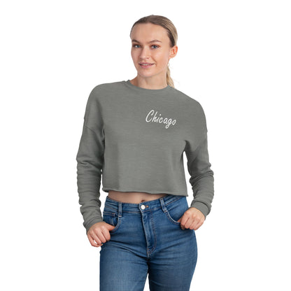 Elegant Chicago Skyline Women's Cropped Sweatshirt