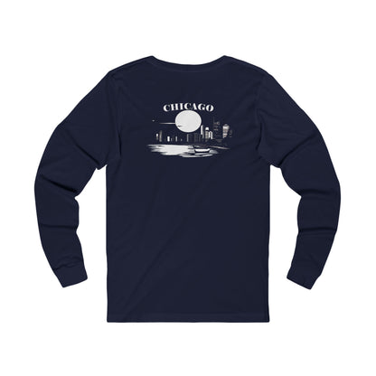 Mystery Noir Chicago Skyline Sunset Unisex Jersey Long Sleeve Tee