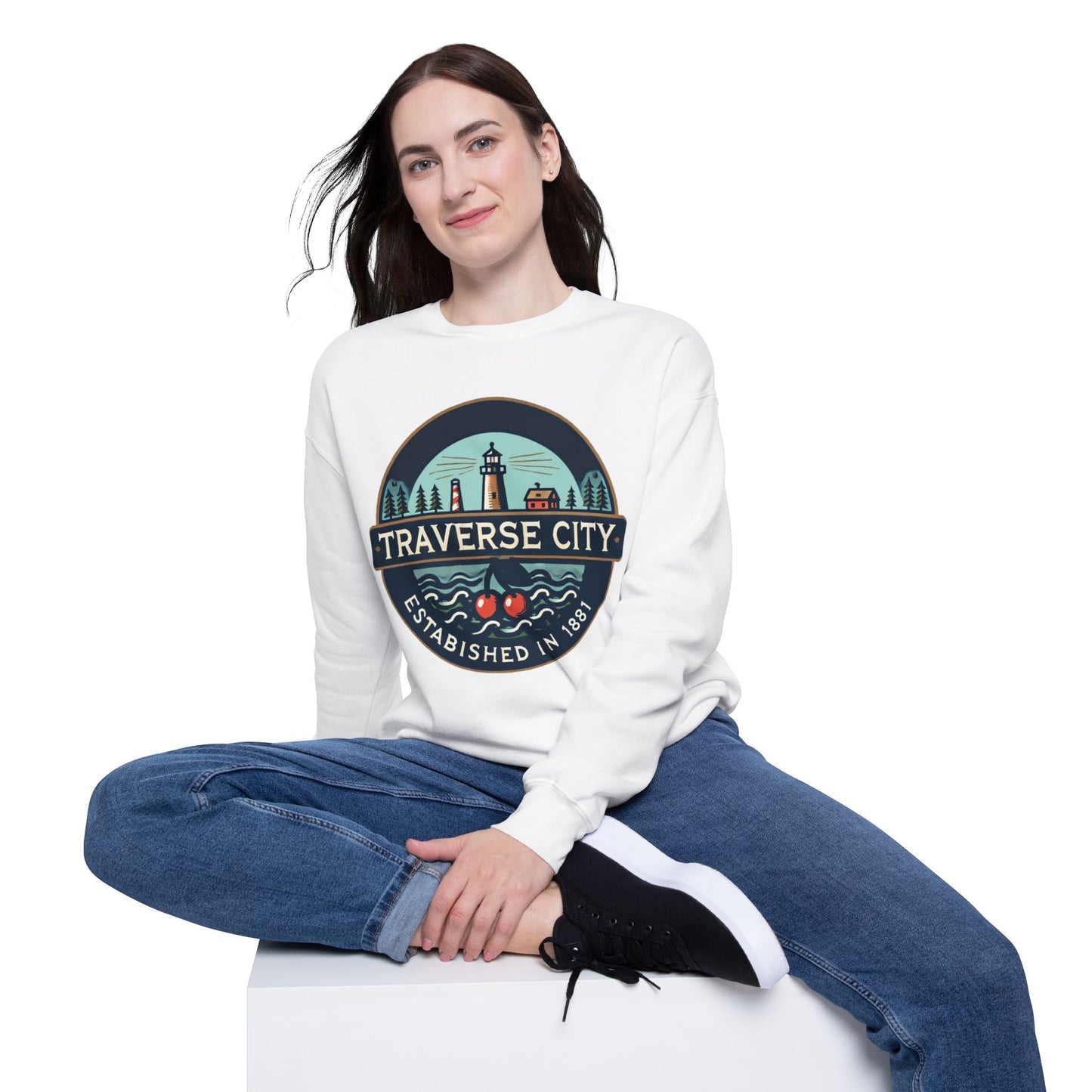 Vintage Traverse City Unisex Drop Shoulder Sweatshirt