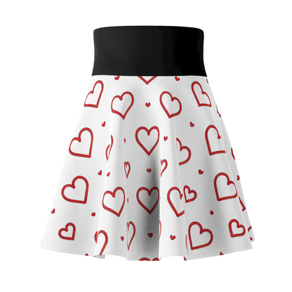Red Heart Print Women's Skater Skirt