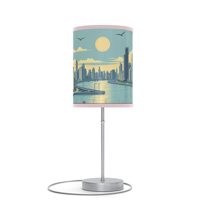 Retro Chicago Skyline Lamp on a Stand