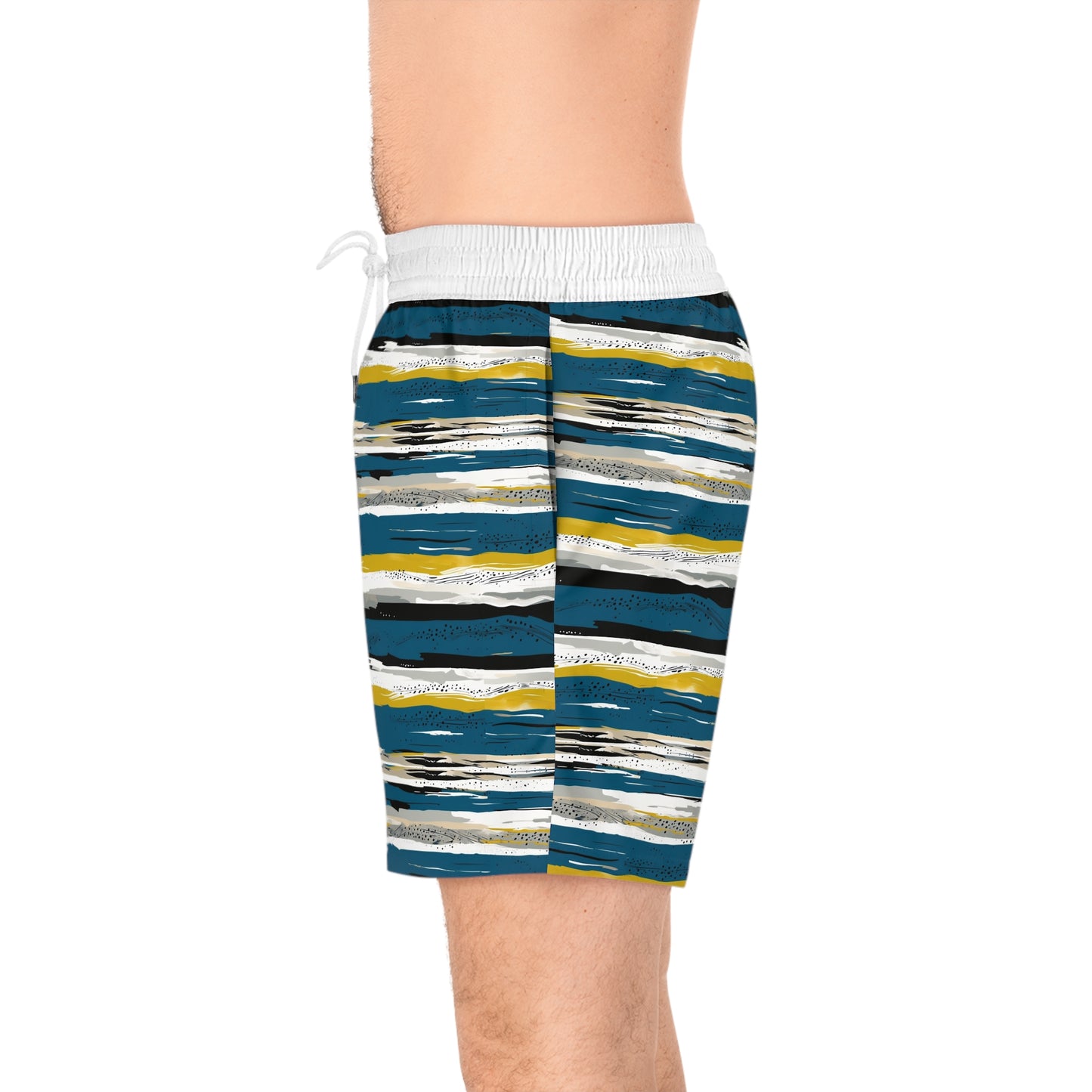 Striped Coastal Design Men's Mid-Length Swim Shorts