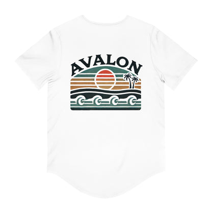 Retro Avalon Sunset Men's Jersey Curved Hem Tee