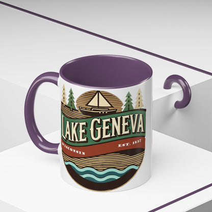 Retro Lake Geneva Accent Coffee Mug