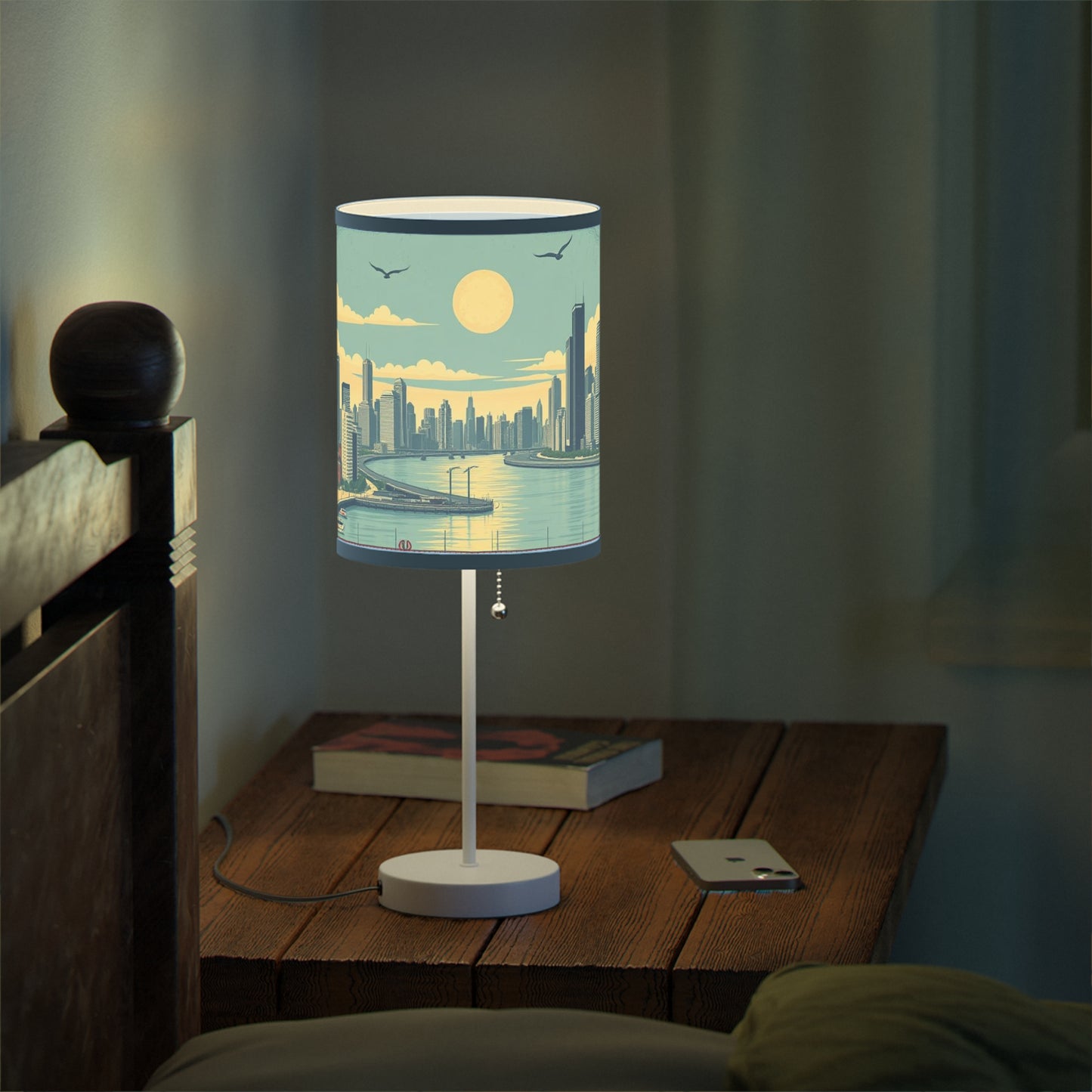 Retro Chicago Skyline Lamp on a Stand