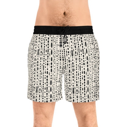 Black Ink Blot Men's Mid-Length Swim Shorts