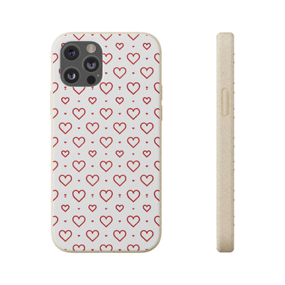 Red Hearts Print MagSafe Biodegradable Phone Case