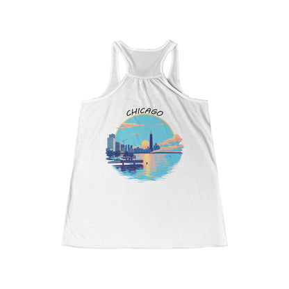 Retro Chicago Sunset Women's Flowy Racerback Tank