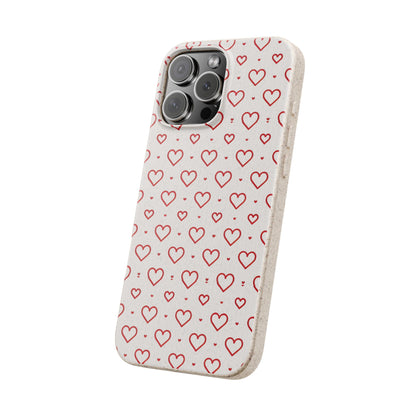 Red Hearts Print MagSafe Biodegradable Phone Case