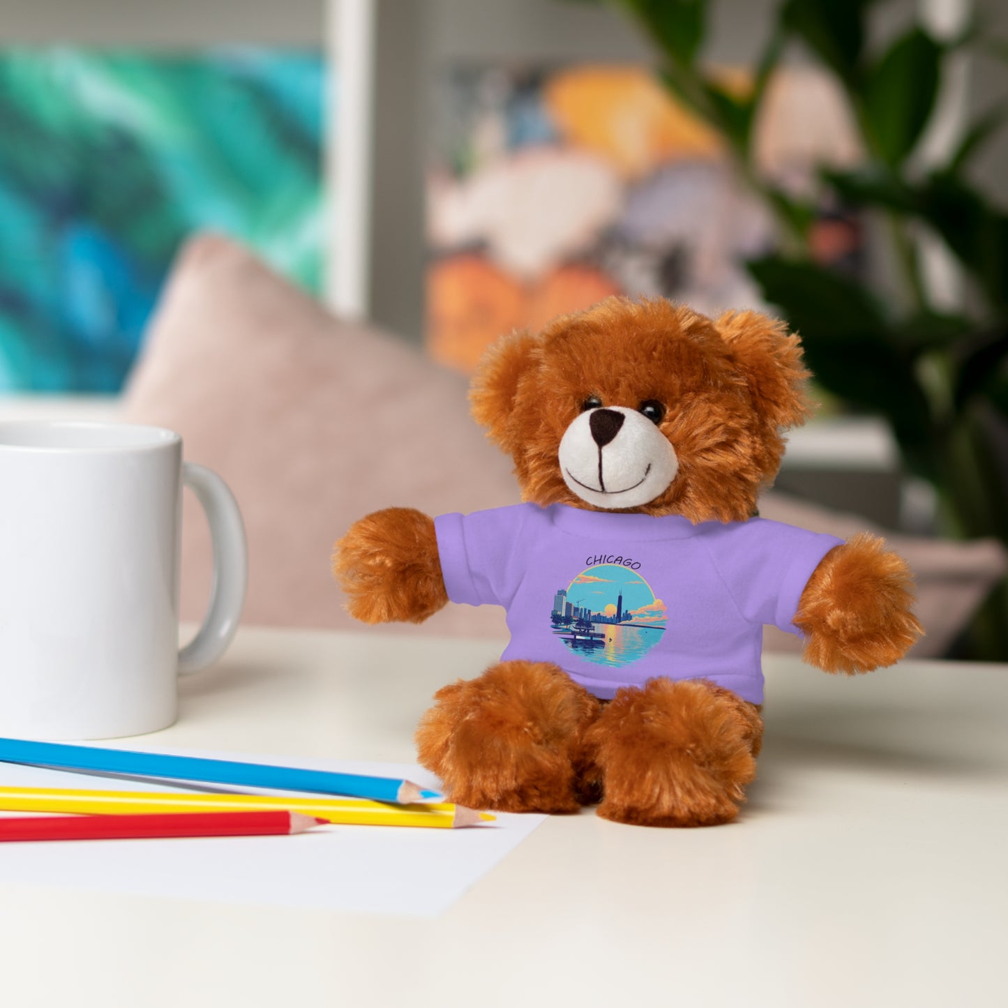 Retro Chicago Sunset Stuffed Animals with Tee