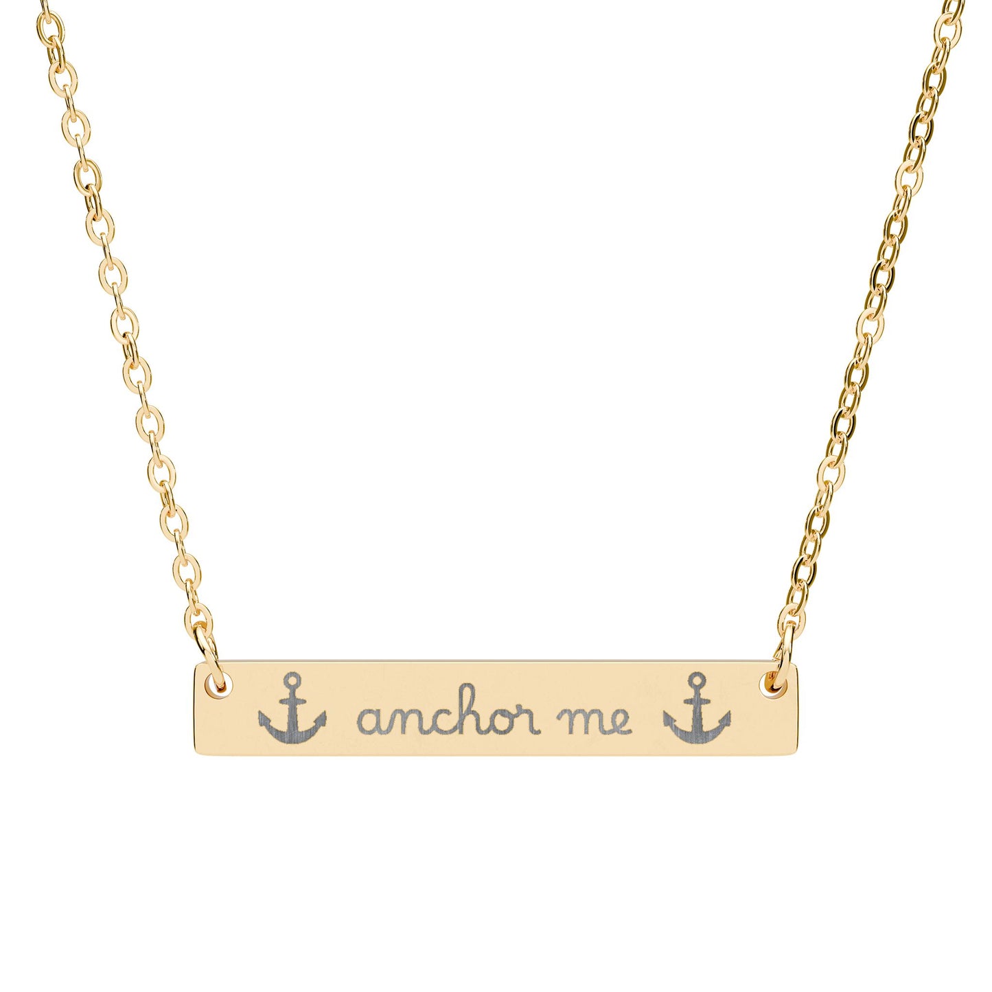 Anchor Me — Engraved Bar Necklace