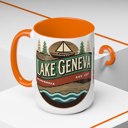 Retro Lake Geneva Accent Coffee Mug