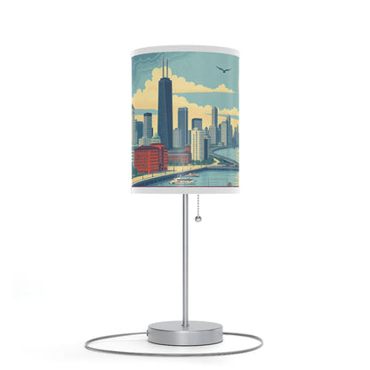 Retro Chicago Skyline Lamp on a Stand
