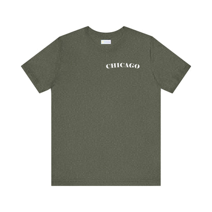 Mystery Noir Chicago Skyline Sunset Unisex Jersey Short Sleeve Tee