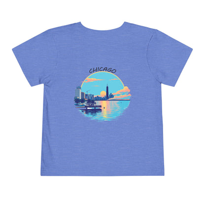 Retro Chicago Sunset Unisex Toddler Short Sleeve Tee
