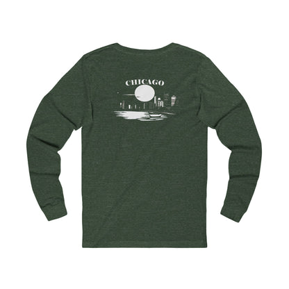 Mystery Noir Chicago Skyline Sunset Unisex Jersey Long Sleeve Tee