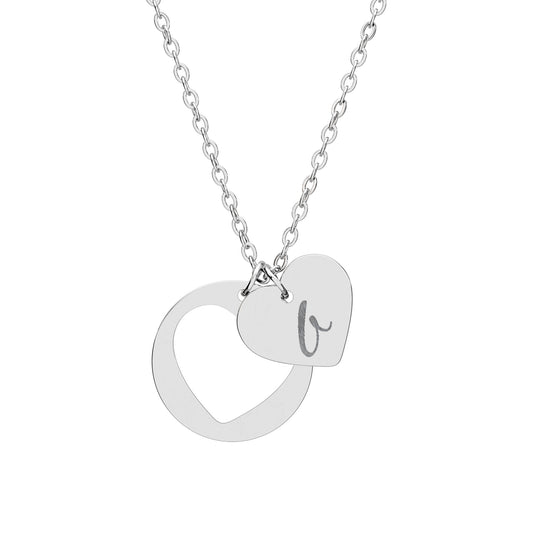 Sweetheart Initial 'b' — Engraved Heart Cutout Necklace