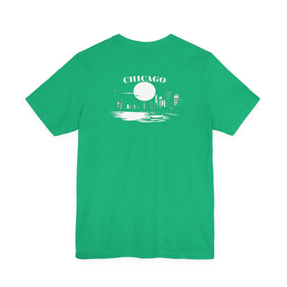 Mystery Noir Chicago Skyline Sunset Unisex Jersey Short Sleeve Tee