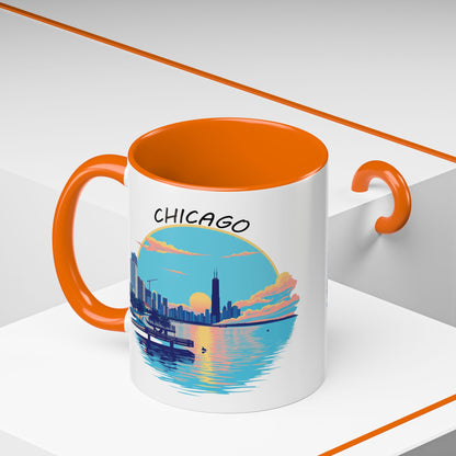 Retro Chicago Sunset Accent Coffee Mug