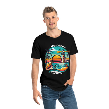 Vibrant Key West Men's Jersey Curved Hem Tee