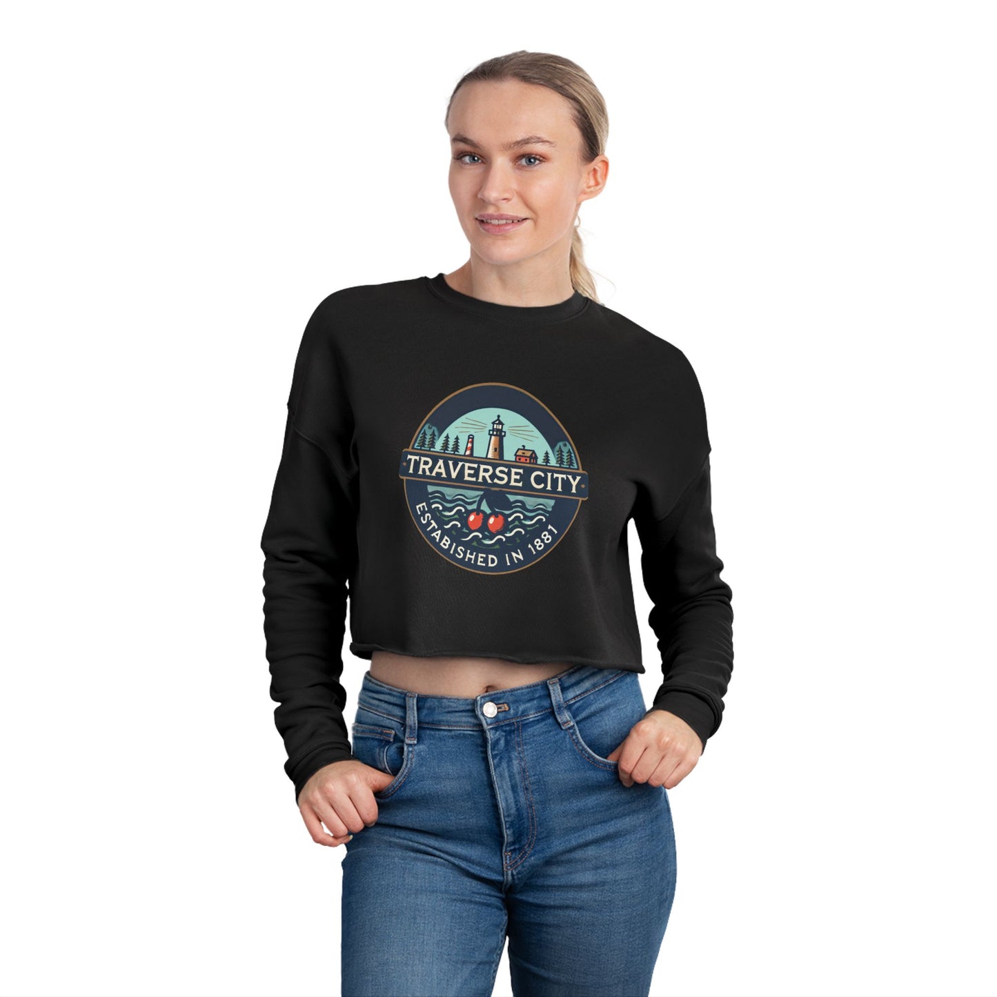 Vintage Traverse City Women's Cropped Sweatshirt