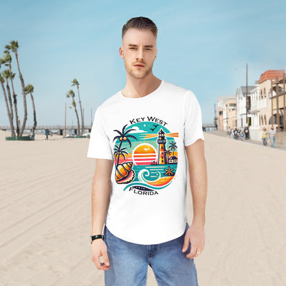 Vibrant Key West Men's Jersey Curved Hem Tee