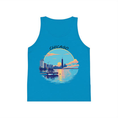 Retro Chicago Sunset Unisex Kids Jersey Tank Top