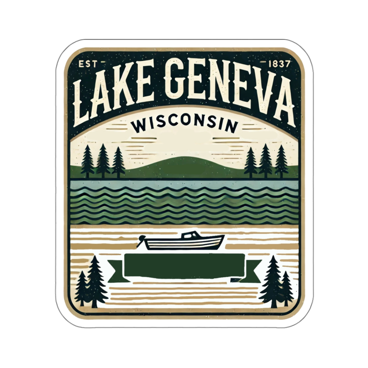 Vintage Lake Geneva Kiss-Cut Sticker