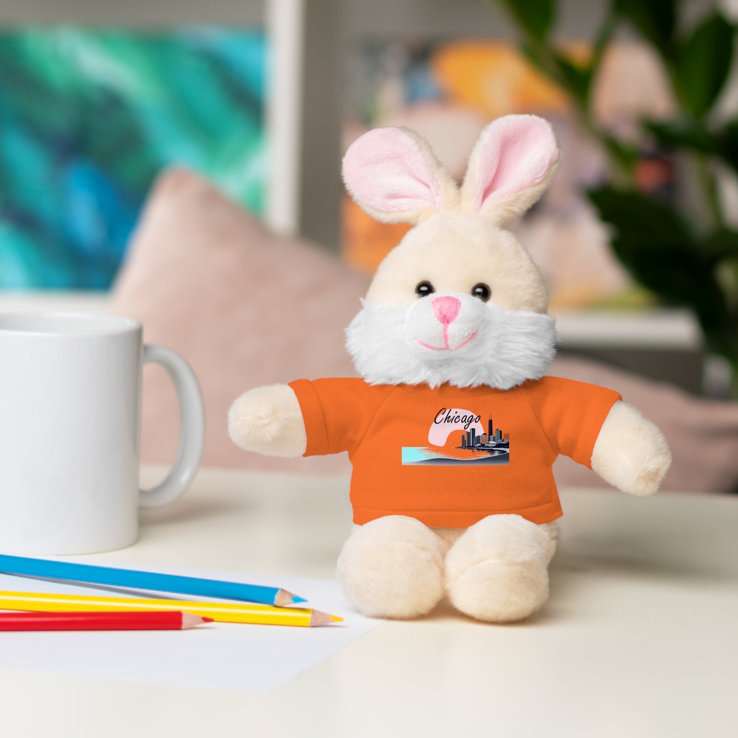 Elegant Chicago Skyline Stuffed Animals with Tee