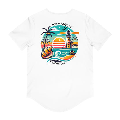 Vibrant Key West Men's Jersey Curved Hem Tee