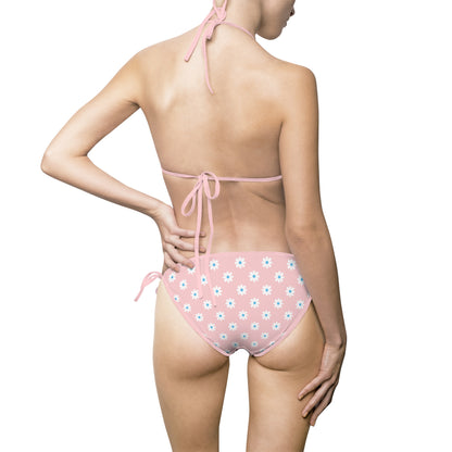 Pink Cheerful Daisies Print Two-Piece Bikini Set