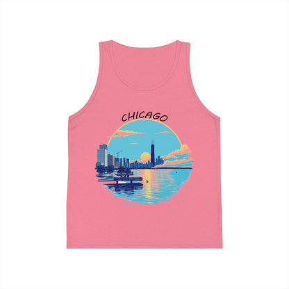 Retro Chicago Sunset Unisex Kids Jersey Tank Top