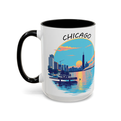 Retro Chicago Sunset Accent Coffee Mug