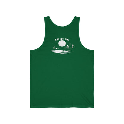 Mystery Noir Chicago Skyline Sunset Unisex Jersey Tank