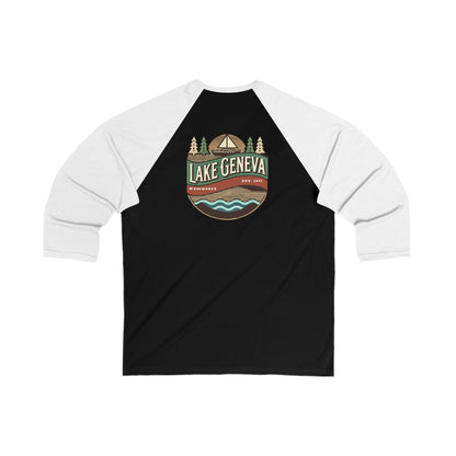 Retro Lake Geneva Men's 3/4 Sleeve Baseball Tee