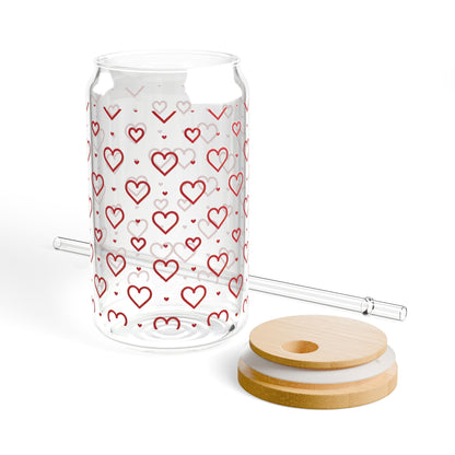 Red Hearts Sipper Glass