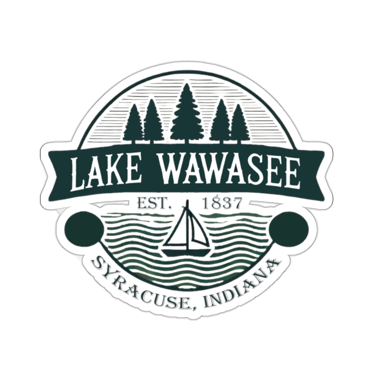 Vintage Lake Wawasee Kiss-Cut Sticker