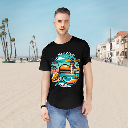 Vibrant Key West Men's Jersey Curved Hem Tee