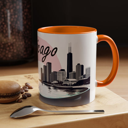 Elegant Chicago Skyline Accent Coffee Mug